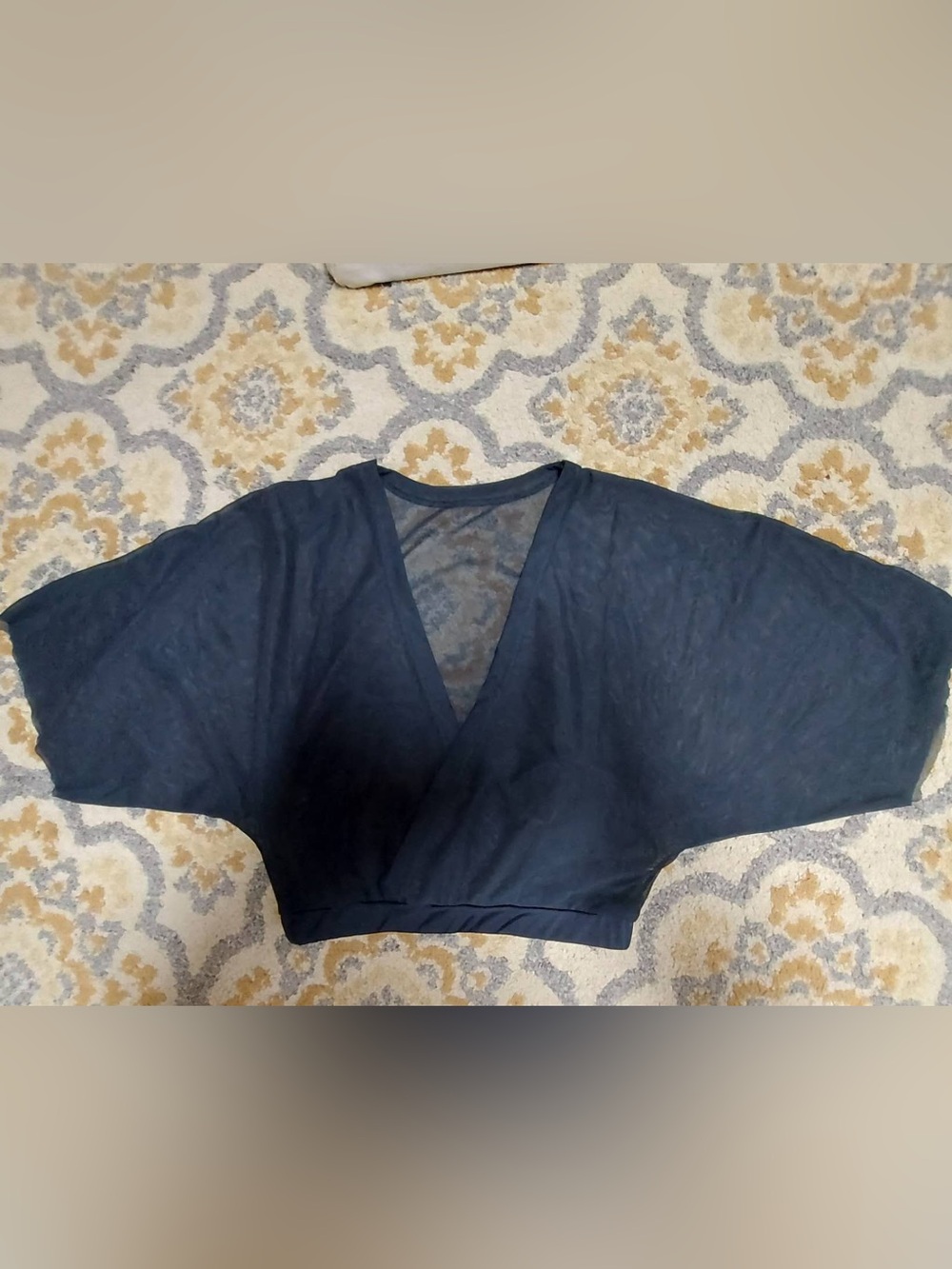 Balera black mesh short sleeve ballet top with built in bra